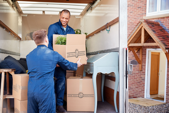 Removal men with boxes Low Fell Removals